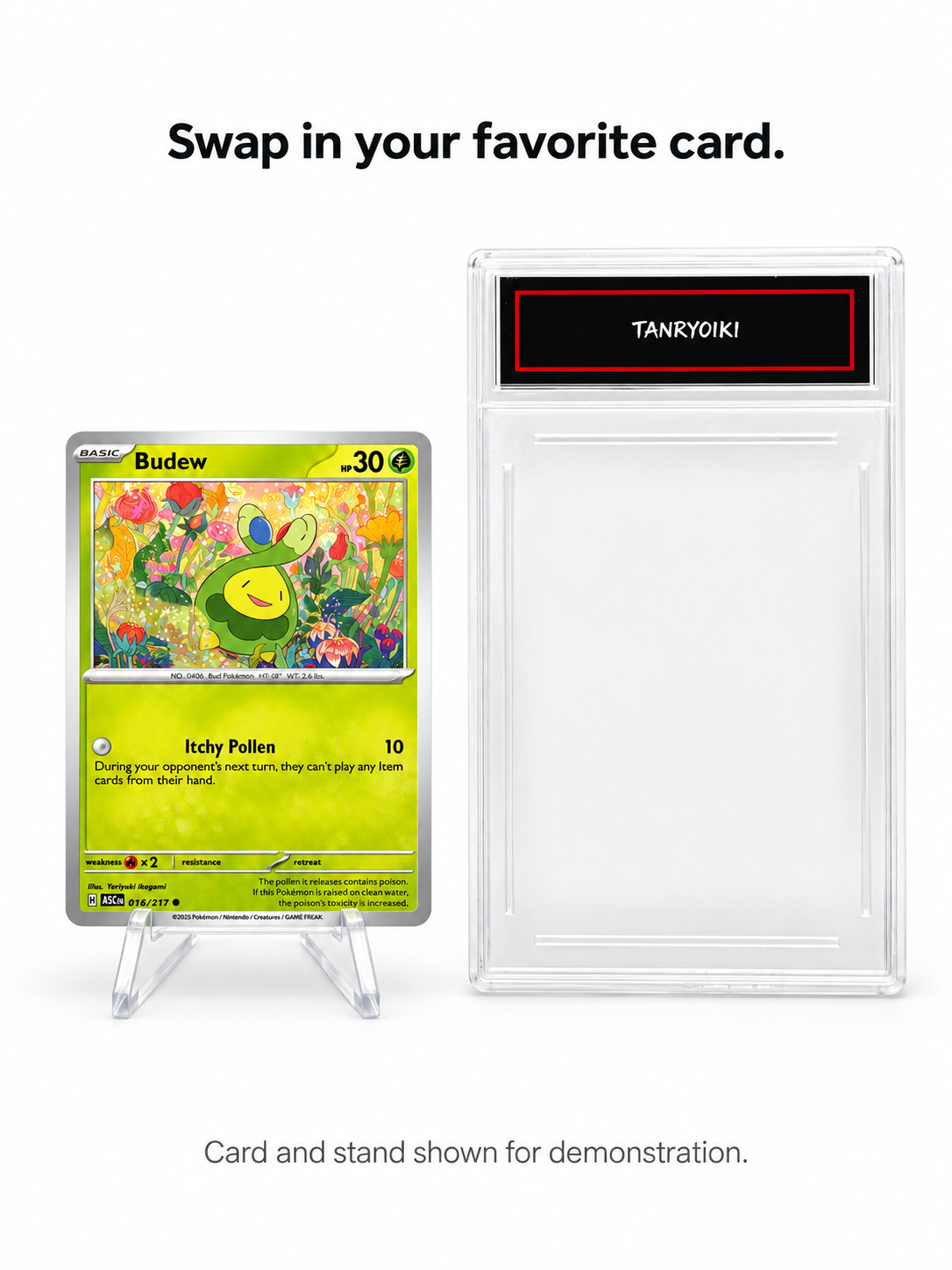 Standard-size card shown beside TANRYOIKI clear card display case