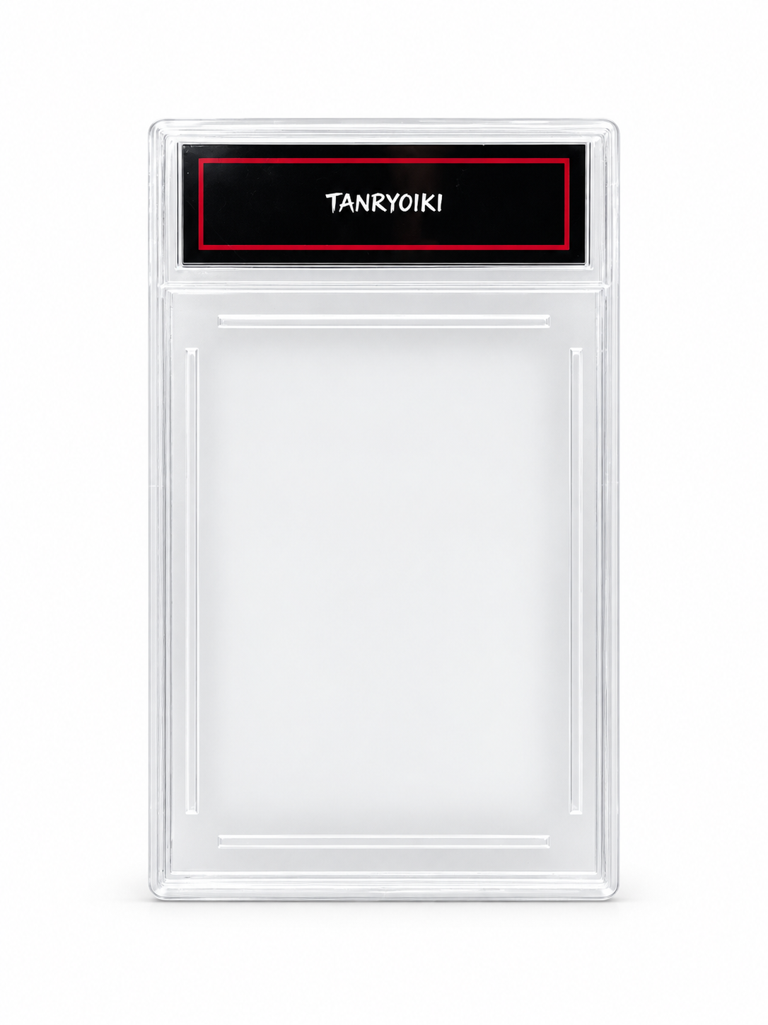 Front view of empty TANRYOIKI clear card display case