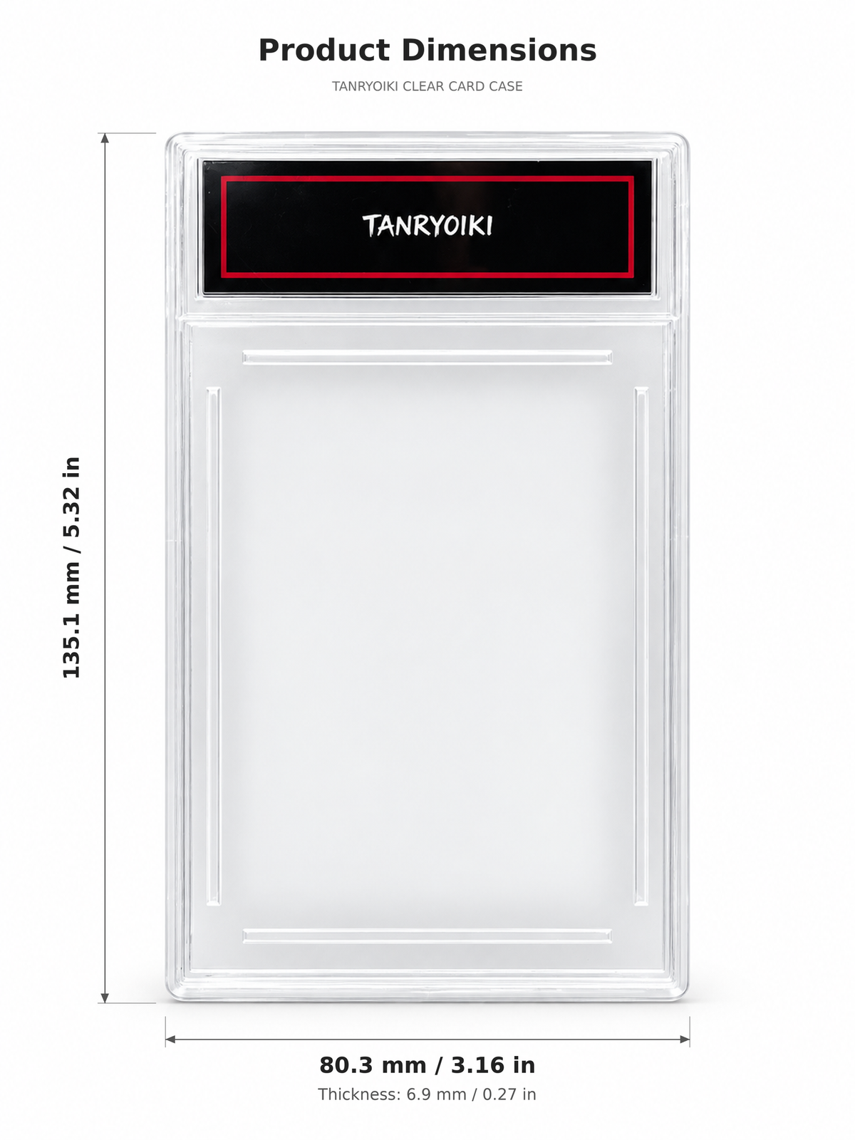 TANRYOIKI clear card case dimensions: 135.1 by 80.3 by 6.9 millimeters
